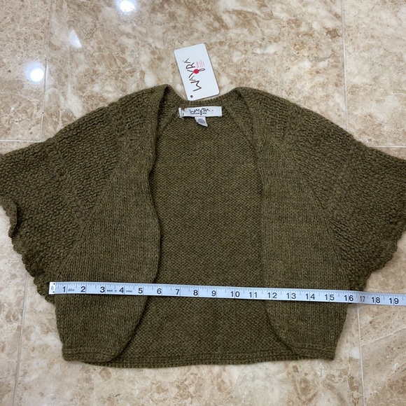 🛍️Wayra 100% Alpaca Short Open Cardigan. Size Xs. Olive Green - Picture 4 of 8